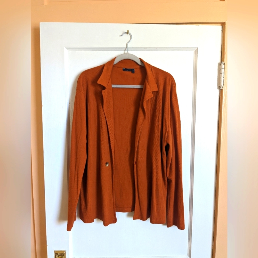 Asos orange waffle knit blazer cardigan medium